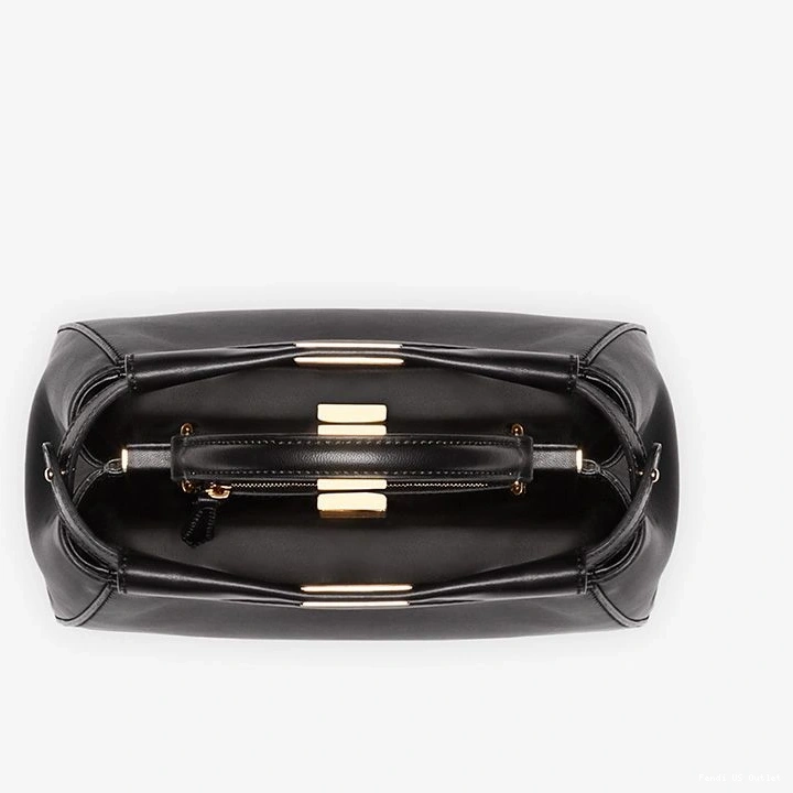Affordable HOT In Handbag Peekaboo Mini Fendi Nappa Black Iconic Leather 0817